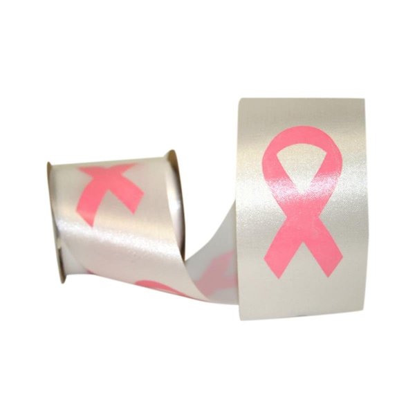 Reliant Ribbon 20.5 in. 25 Yards Cancer Awareness Symbol Ribbon, White 5504-030-40J